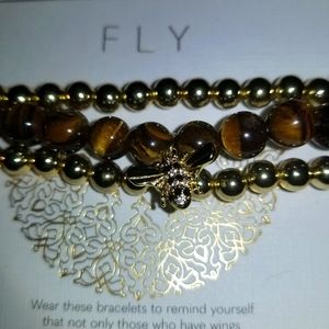 NWT Fly Natural Tiger Eye Bracelet Set